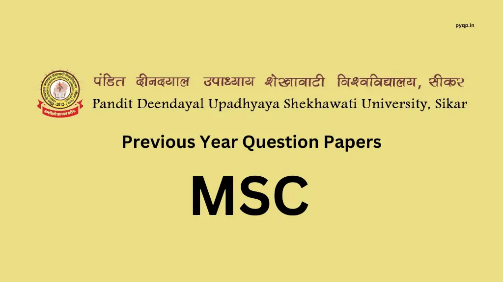 PDUSU Previous Year Question Paper MSC