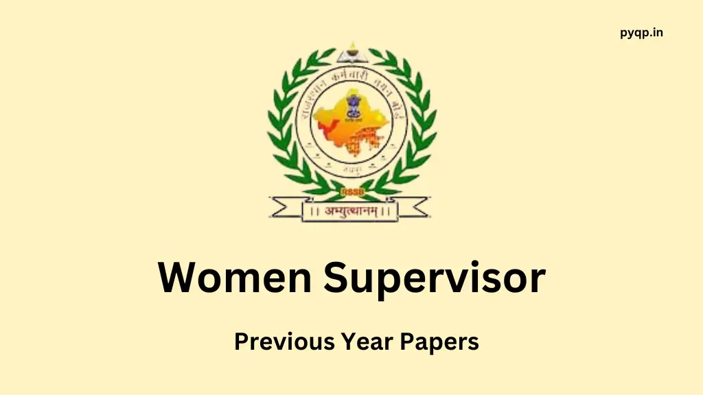 RSMSSB Women Supervisor Previous Year Papers